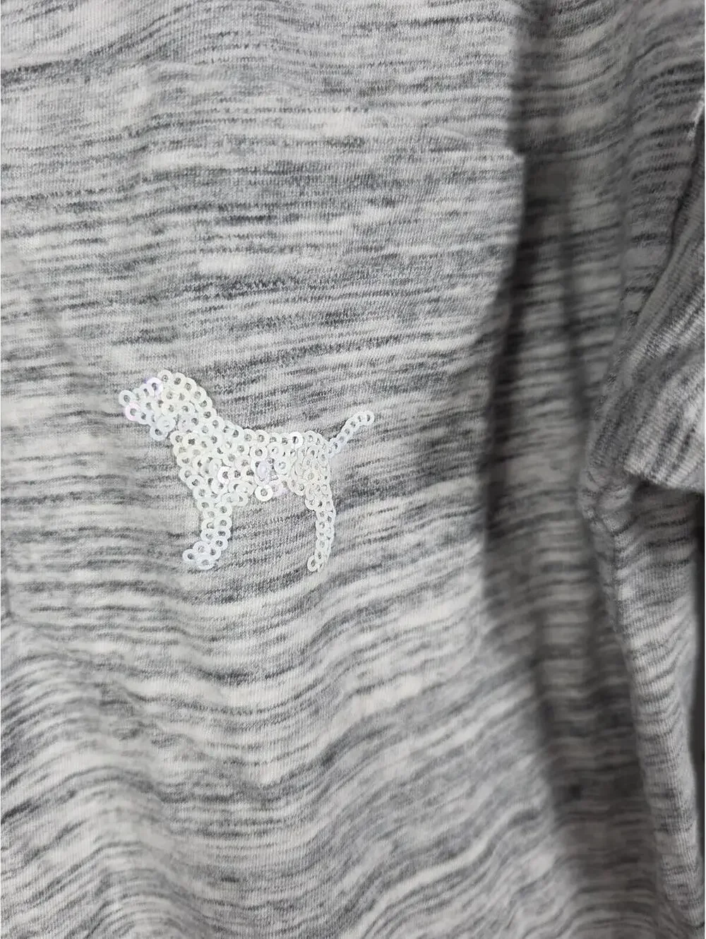 Victorias Secret PINK LOVE White Sequined BLING Long sleeve Tee Shirt Oversized - Picture 3 of 7